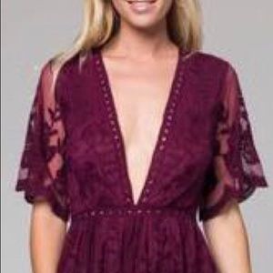 Maroon Lace Maxi with Romper underneath